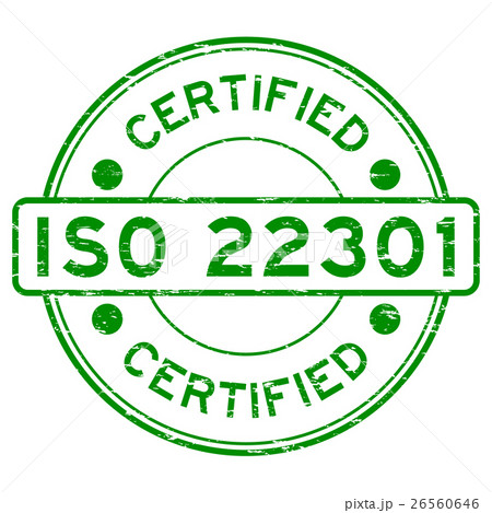 Grunge green ISO22301 certified round rubber stamp 26560646