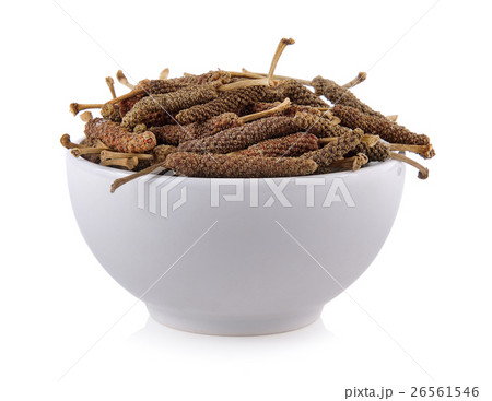 long pepper in the bowl on white background 26561546