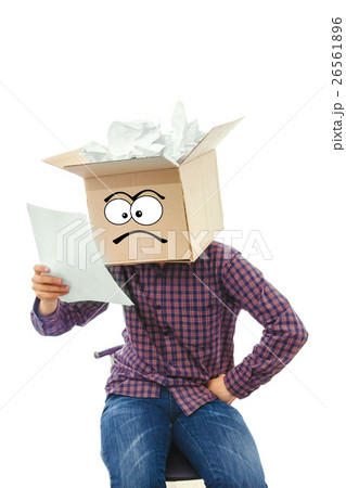 Man with smiling box over his head Man with smiling box over his head 26561896