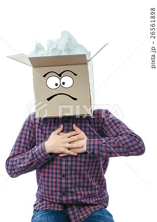 Man with smiling box over his head 26561898