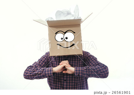 Man with smiling box over his head 26561901