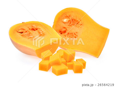 fresh butternut squash with cubes isolated  26564219