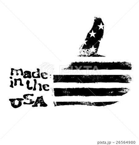 Made in the USA. Thumb up gesture symbol.  26564980