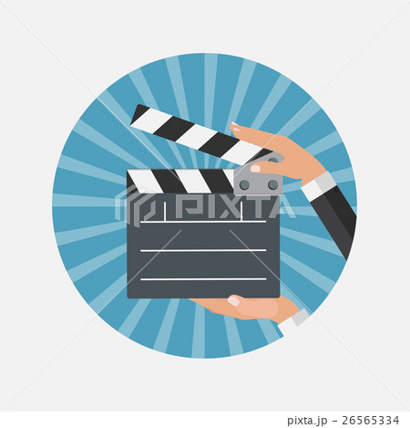 Abstract Cinema Clapper Flat Symbol Icon. Vector 26565334