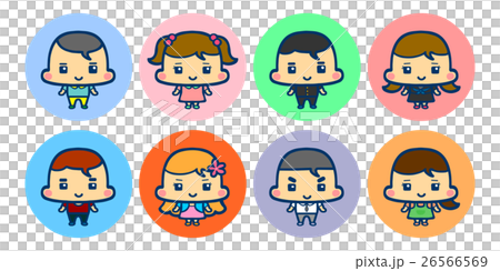 Illustration icon Family collective Normal Pose Circle background 26566569