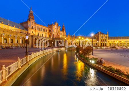 Plaza de Espana at night in Seville, Spain 26566890