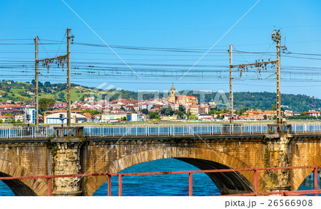 Railway bridges over the Bidasoa river on the 26566908