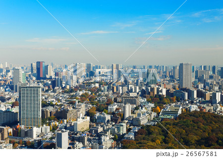 恵比寿ガーデンプレイスタワーよりレインボーブリッジ方面の都市風景を望む 恵比寿ガーデンプレイスタワーよりレインボーブリッジ方面の都市風景を望む 26567581
