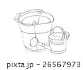 ジョウロとバケツ モノクロ線画 26567973