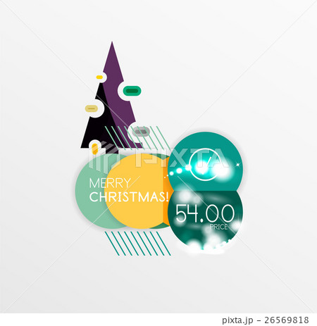 Round Christmas sale stickers with winter holiday 26569818