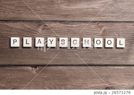 wooden elements with letter collected word playschool 26571276