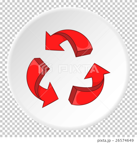 Red recycling symbol icon, cartoon style 26574649