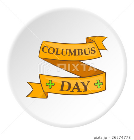 Columbus Day ribbon icon, cartoon style Columbus Day ribbon icon, cartoon style 26574778