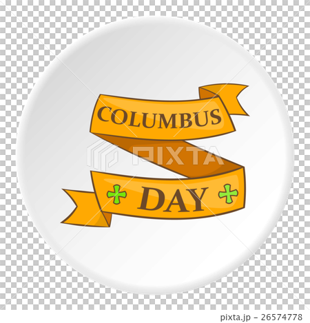 Columbus Day ribbon icon, cartoon style 26574778