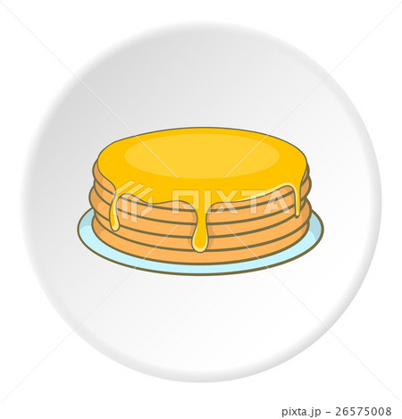 A stack of pancakes with honey icon, cartoon style 26575008