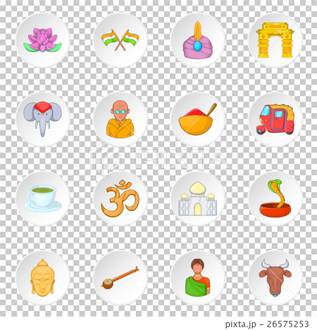 India icons set, cartoon style 26575253