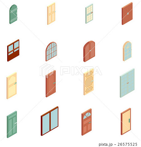 Doors icons set, isometric style Doors icons set, isometric style 26575525