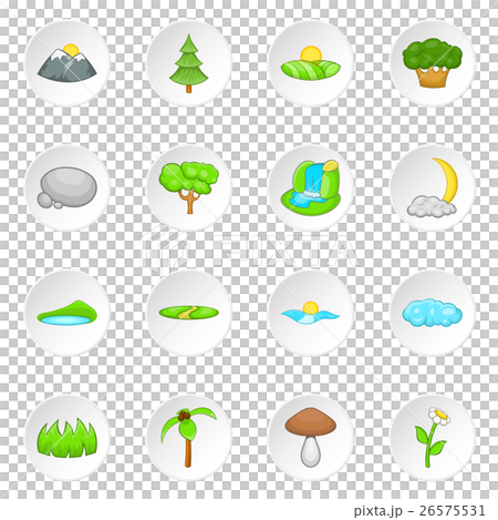 Nature landscape icons set, cartoon style Nature landscape icons set, cartoon style 26575531