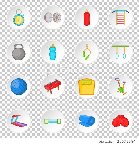 Fitness icons set, cartoon style 26575584