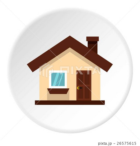 One storey house with chimney icon, flat style One storey house with chimney icon, flat style 26575615