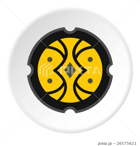 Round battle shield icon, flat style 26575621