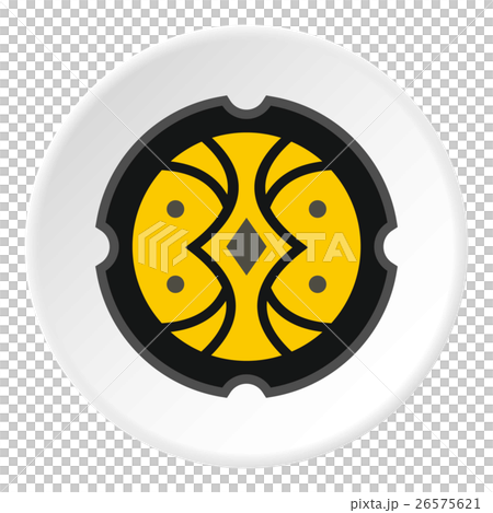 Round battle shield icon, flat style 26575621