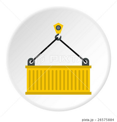 Crane with load icon, flat style Crane with load icon, flat style 26575884