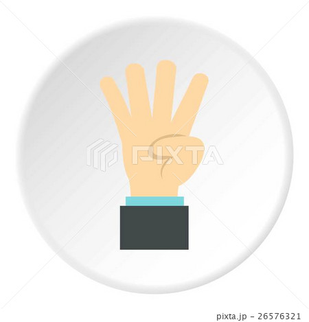 Hand gesture four fingers icon, flat style 26576321