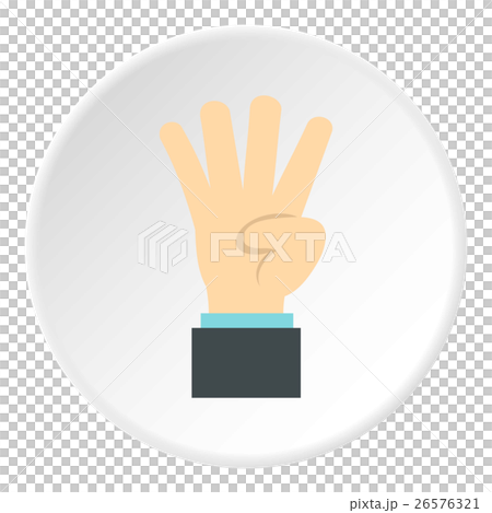 Hand gesture four fingers icon, flat style 26576321