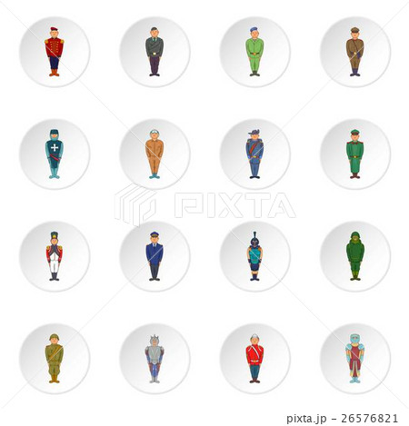 Soldiers in uniform icons, cartoon style 26576821