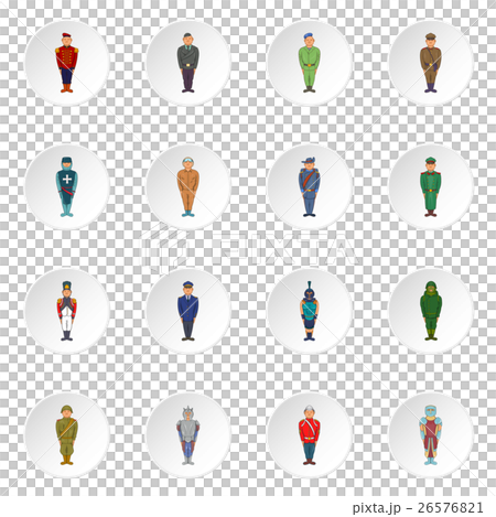 Soldiers in uniform icons, cartoon style 26576821