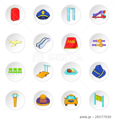 Airport icons, cartoon style 26577030