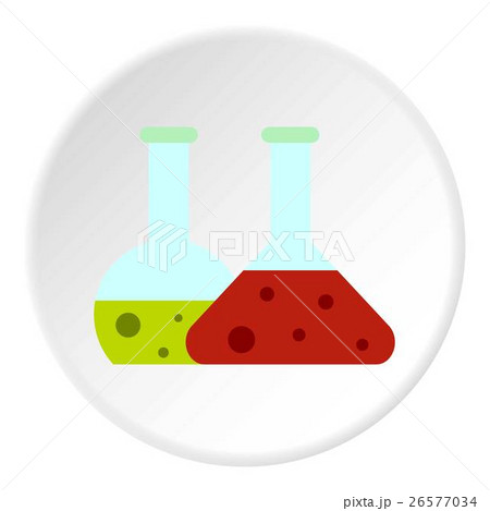 Laboratory flasks icon, flat style 26577034
