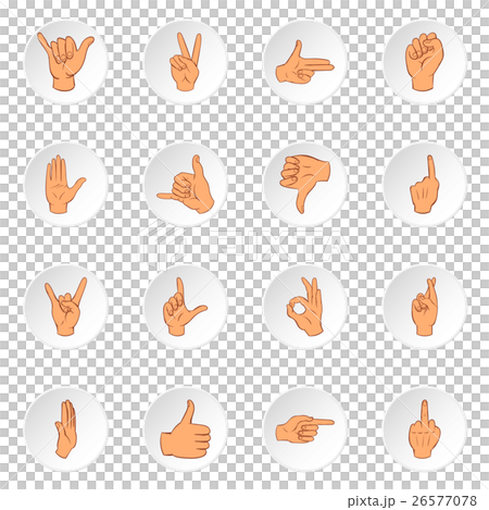 Hand gesture icons, cartoon style 26577078