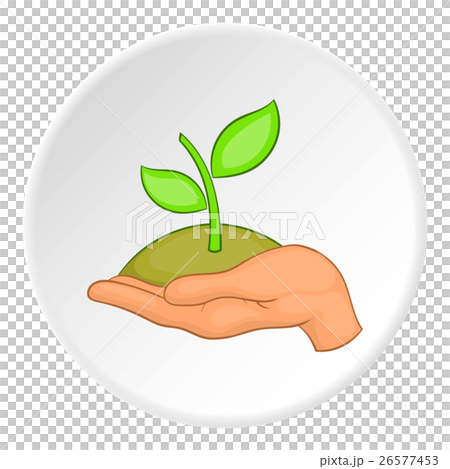 Sprout on palm logo, flat style 26577453