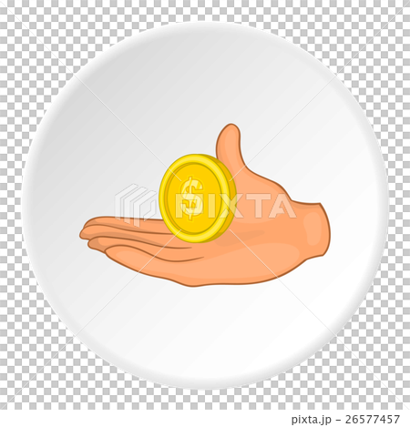 Hand and coin icon, flat style 26577457
