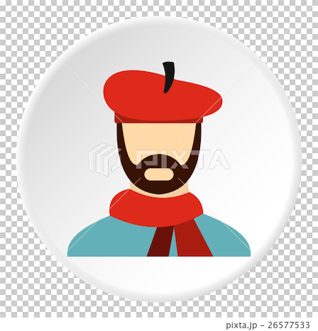 Painter in red hat icon, flat style Painter in red hat icon, flat style 26577533