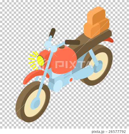 Motorcycle with cargo icon, isometric 3d style Motorcycle with cargo icon, isometric 3d style 26577792