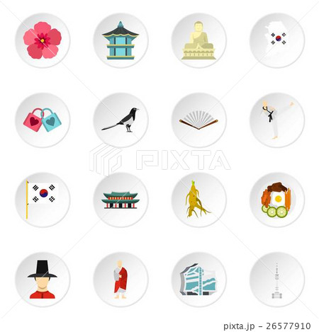 South Korea icons set, flat style South Korea icons set, flat style 26577910