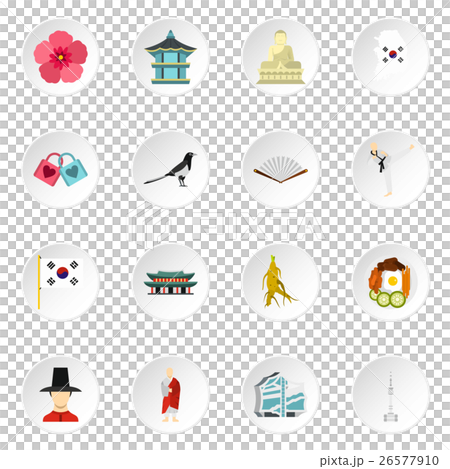 South Korea icons set, flat style South Korea icons set, flat style 26577910