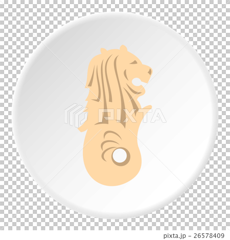 Statue of lion fish Merlion icon, flat style Statue of lion fish Merlion icon, flat style 26578409