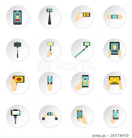 Selfie icons set, flat style Selfie icons set, flat style 26578450
