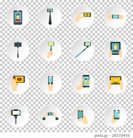 Selfie icons set, flat style Selfie icons set, flat style 26578450