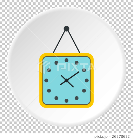 Square wall clock icon, flat style Square wall clock icon, flat style 26578652