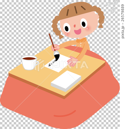 年賀状を書く子供　女の子 26579889