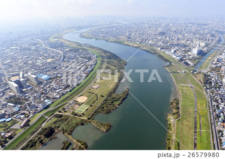門真市付近の淀川を空撮 26579980