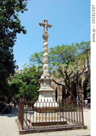 Ancient Stone Cross in Barcelona, Spain 26582397