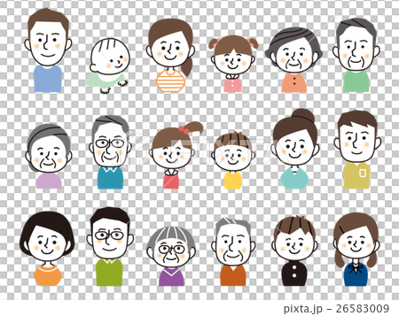 三世代家族　18人セット　バストアップ 26583009