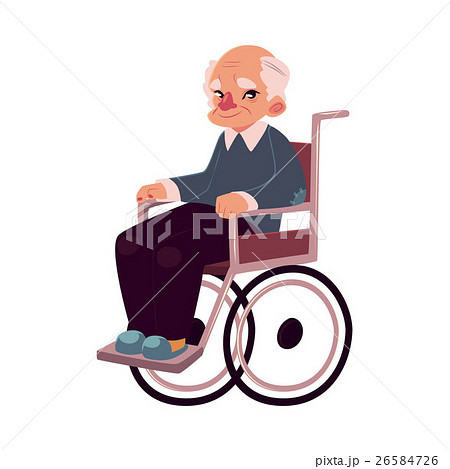 Portrait of happy old man sitting in wheelchair Portrait of happy old man sitting in wheelchair 26584726