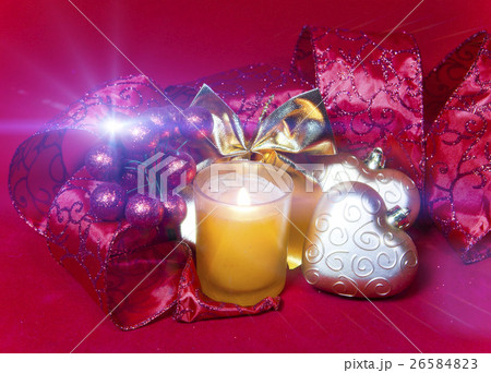 New Year's composition on a red background - ball  26584823